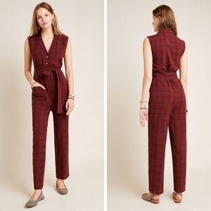 Anthropologie Brielle Plaid Jumpsuit